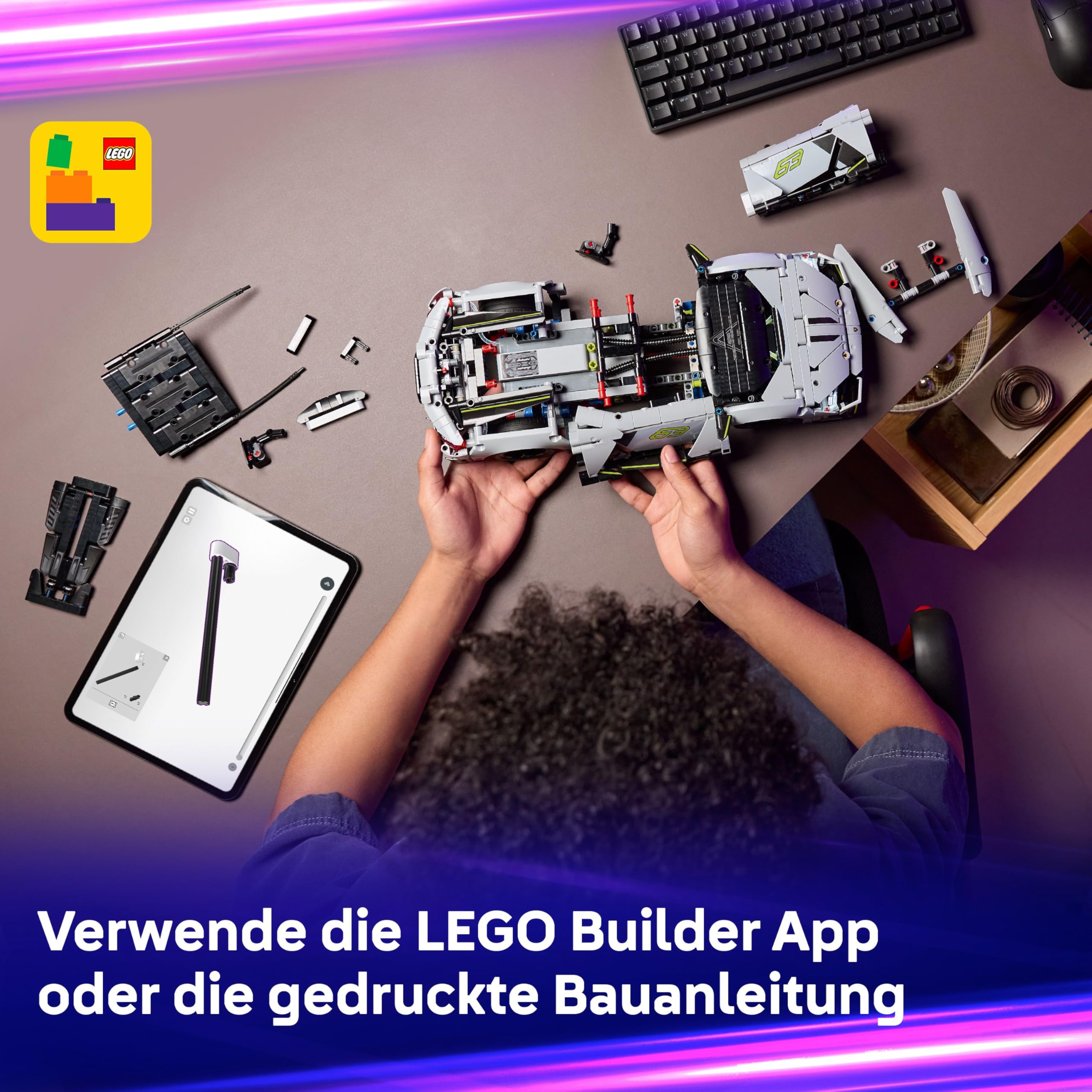 LEGO Technic Lamborghini Revuelto Supersportwagen Spielzeug – ferngesteuertes Automodell mit Lichtfunktionen, Lenkung und wiederaufladbarem Akku-Hub – Geschenk für Jungen ab 10 Jahren – 42214