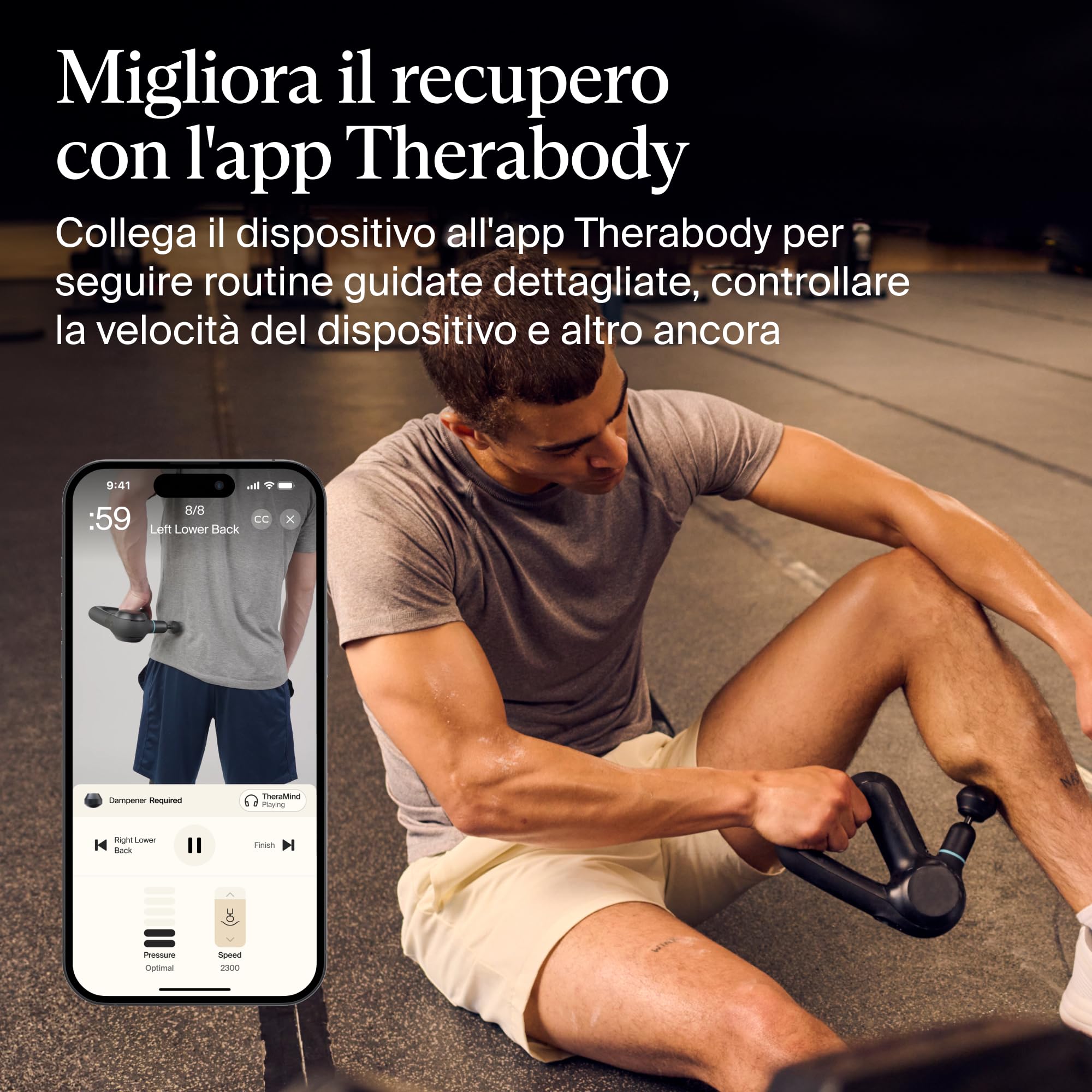 TheraGun Prime - Pistola Massaggiante Elettrica Portatile - Massaggio a Percussione con App Intelligente e Bluetooth - Dispositivo per Terapia Muscolare Profonda con Tecnologia QuietForce, 5ª Gen