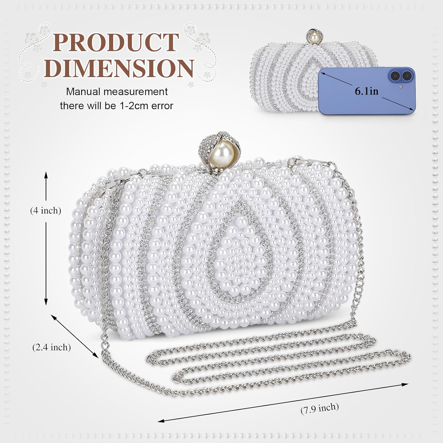 UBORSE Beaded Clutch Evening Bags for Women Formal Bridal Wedding Clutch Purse