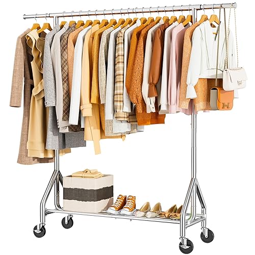 HYSEYY Heavy Duty Clothes Rack Load 450 LBS, Metal Garment