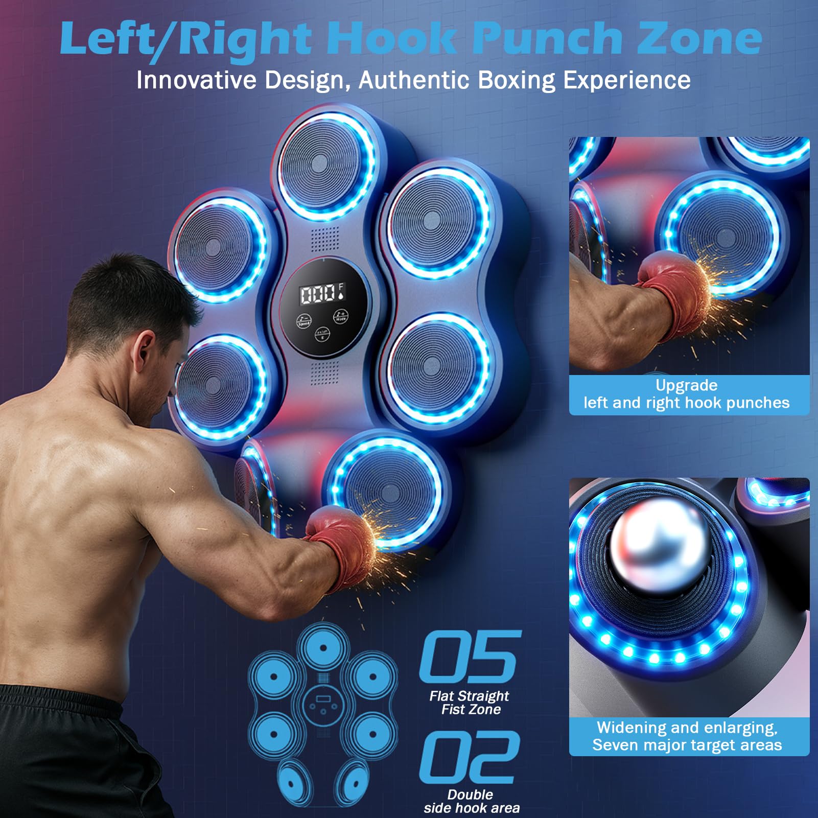 Gancio da boxe con supporto regolabile + guantoni da boxe professionali, robusto telaio in acciaio con base antiscivolo, accessorio per pallone da boxe, fitness e arti marziali (nero)