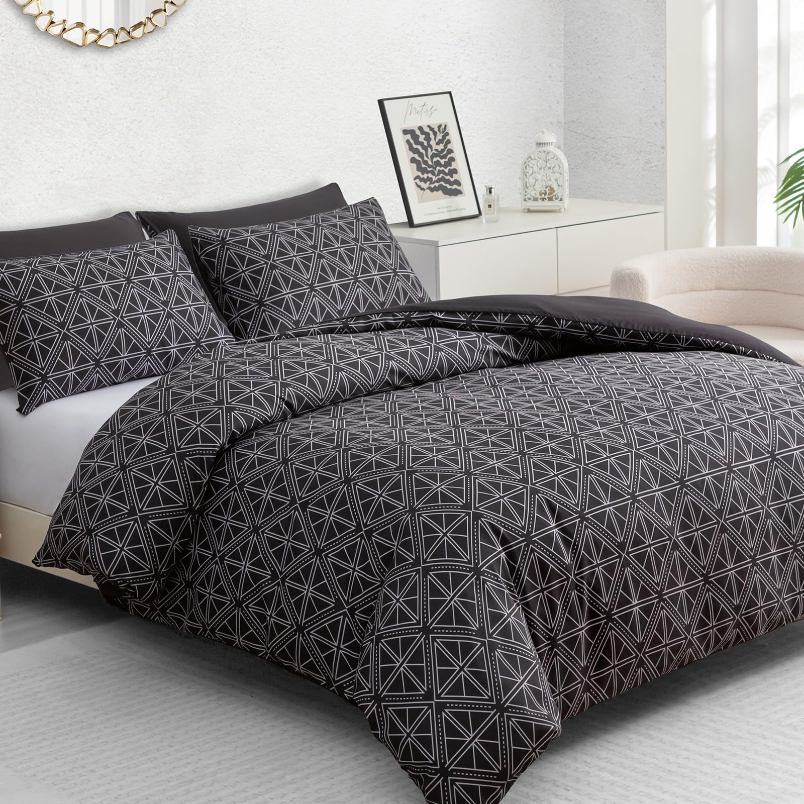 grace - Duvet Cover Set - King - Black
