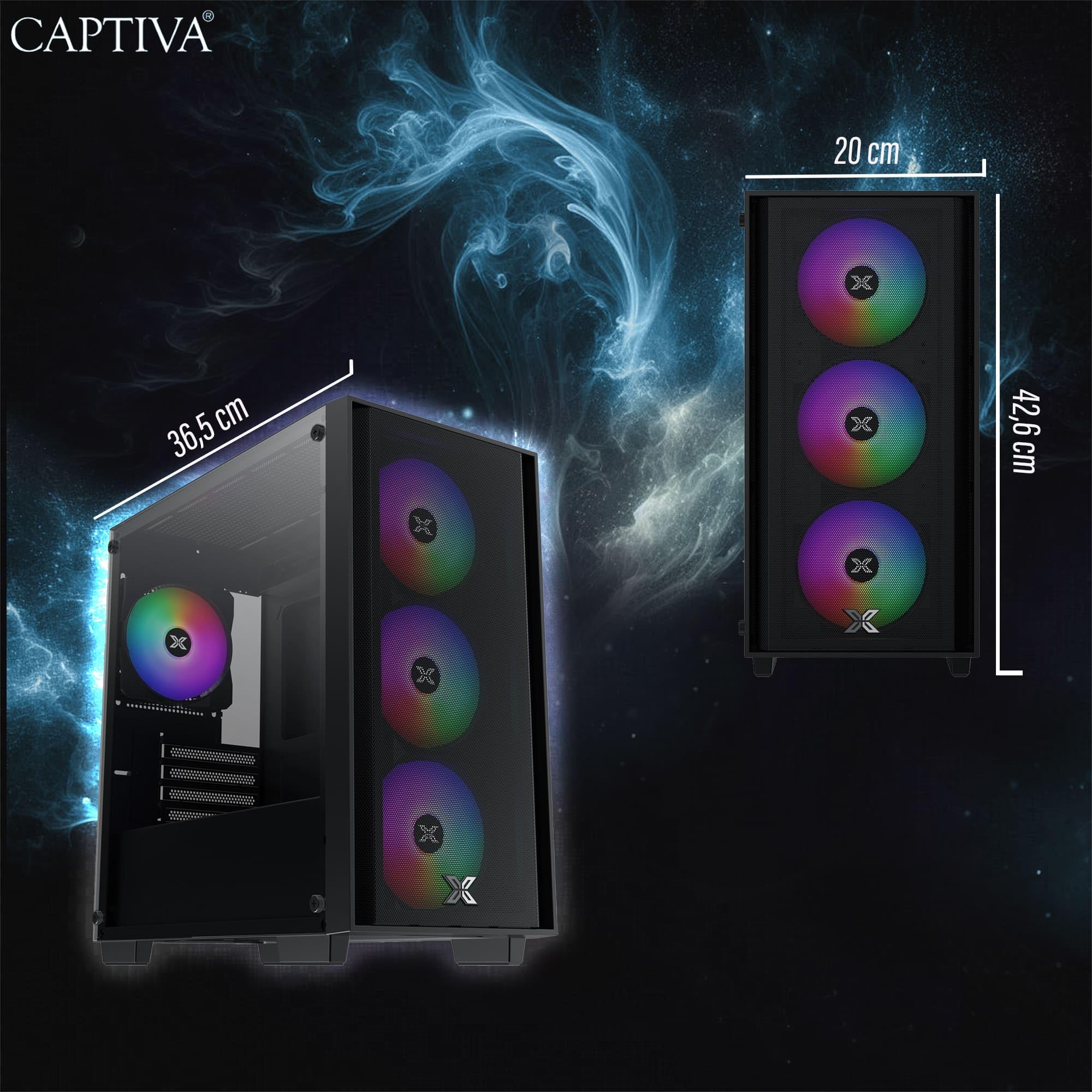 Captiva Highend Gaming PC R99-302, Ryzen 5 5500, 16GB RAM, 500GB SSD, RX 7600 XT 16GB, Win 11 (99302)