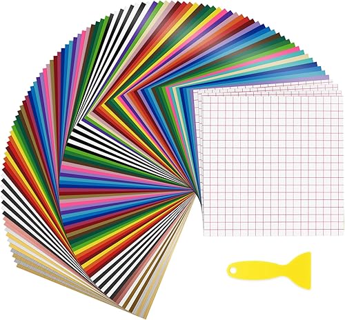 Miniatura 1 de IModeur Paquete de 100 vinilos adhesivos permanentes para Cricut, 12 x 12 pulgadas, 44 hojas de vinilo de colores surtidos (metálico, brillante y