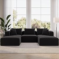 Novilla 106" Modular U-Shape Sectional Sofa with SmartS Coil Support, No Assembly Cloud Couch for Living Room (3 Seater + 2 Ottoman)