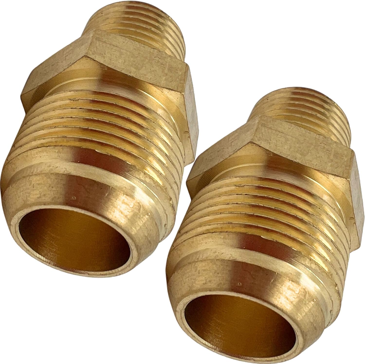 2 Pack 1/2" Flare x 1/4" NPT Male Brass Couples Tube Fitting Half Union Gas Adapter Connector by CX WONDERLAND