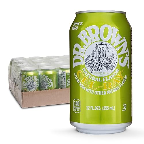 Dr. Brown's Cel-Ray Soda – Una soda de apio original de Nueva York – 24 latas de refresco refrescante, kosher, gaseosa gourmet – Soda de apio