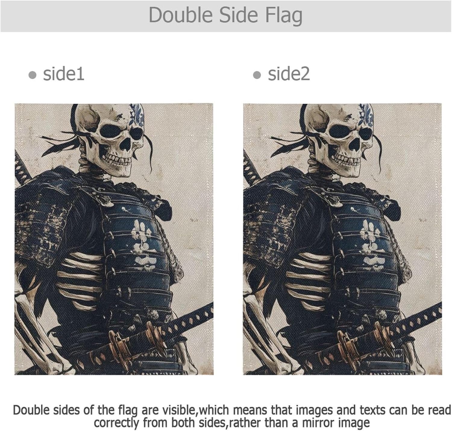 Samurai Skeleton Armor Burlap Garden Flag, Double Sided Garden Flag Banner, House Yard Flags, Holiday Seasonal Outdoor Decorative Flag 28x40