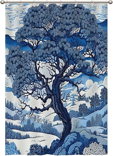 Miniatura 488 de Cortinas de ducha de baño con ganchos, 72 x 92 pulgadas, cortina de ducha de tela impermeable con diseño de flores y pájaros, cortina de ducha