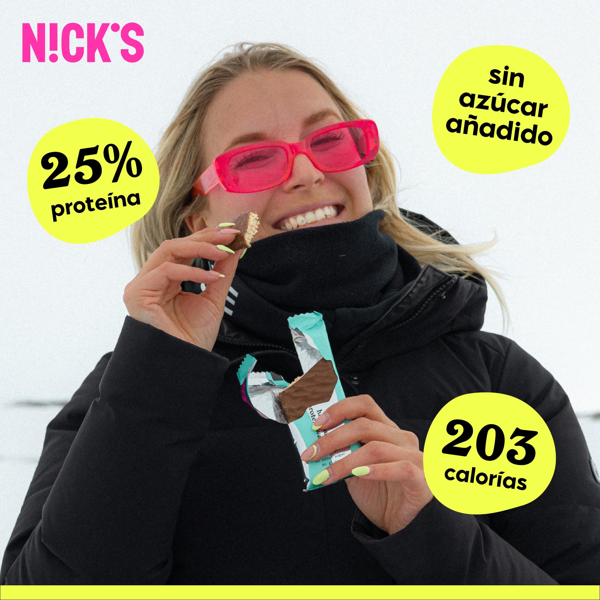 NICKS Mix de Barritas Protein wafer | 25% Proteína | 203 calorías | Proteicas Oblea Chocolate Sin Azúcar Añadido Low Carb Snack Bar Sin Gluten (9 x40g)