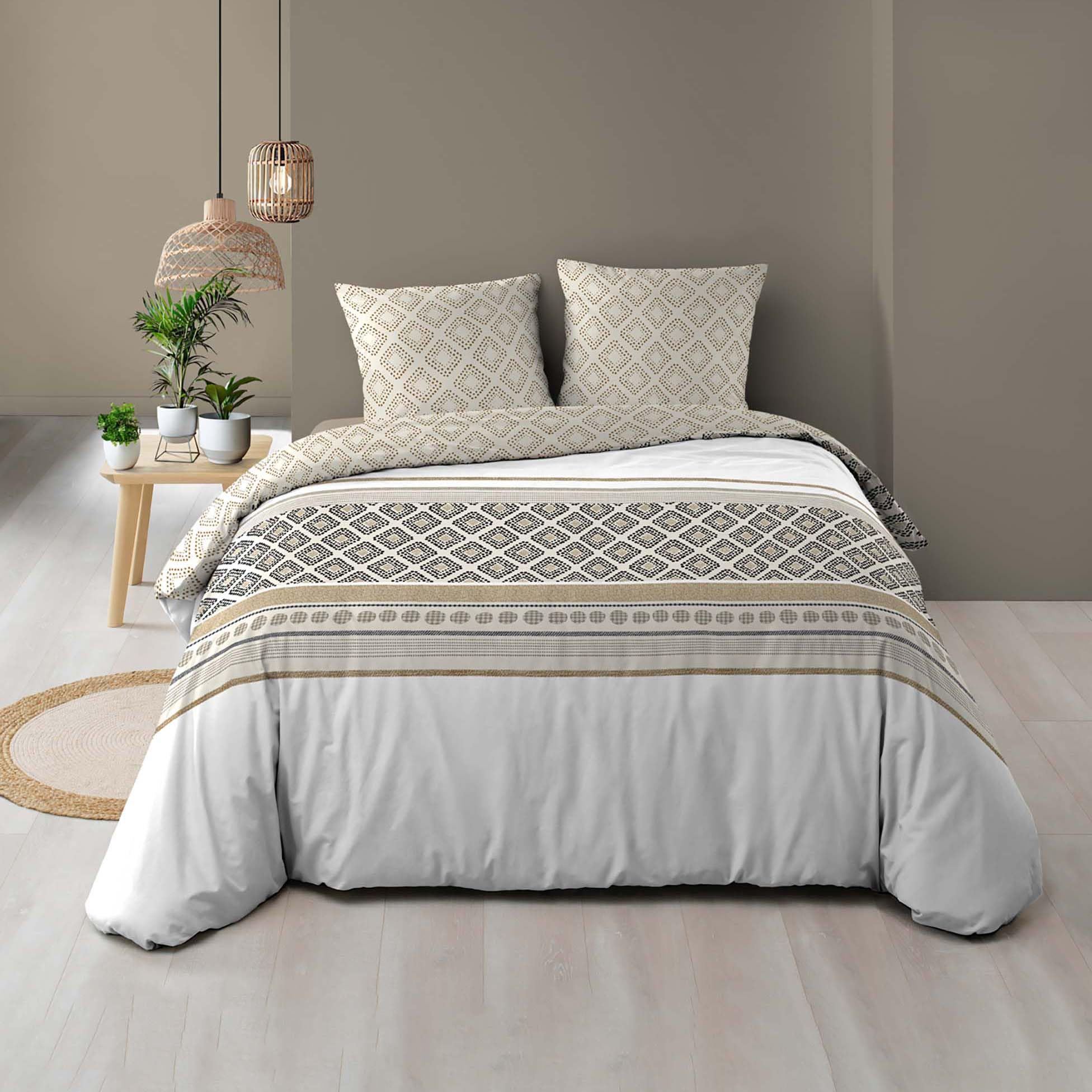 Juego de cama 100% algodon 240 x 220 con acabado textil premium de tacto suave 1