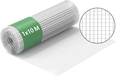 Malla Alambre metálica gallinero Cierre metálico galvanizado Rollo 1mx10m mallado 19x19mm Jardín