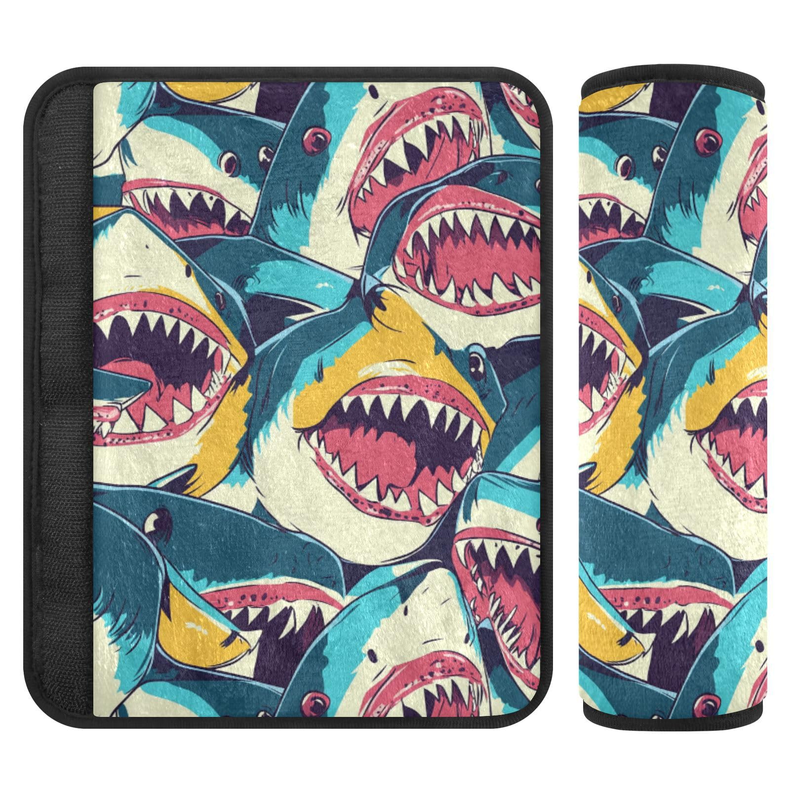 Seat Belt Covers 2 Pack Colorful Sharks Car Seat Strap Covers Super Soft Car Seat Neck Cover for Boys Girls Adults Babies S