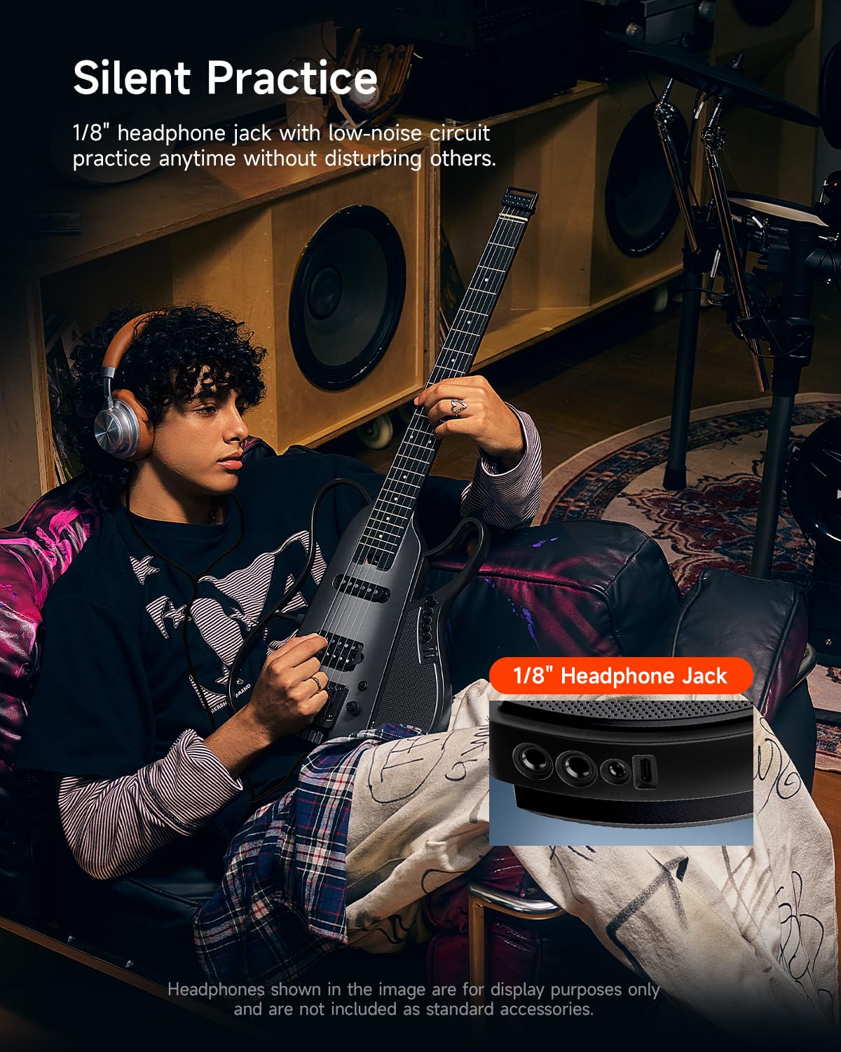 DONNER HUSH X LIVE Guitare électrique avec haut-parleur détachable, Noir
