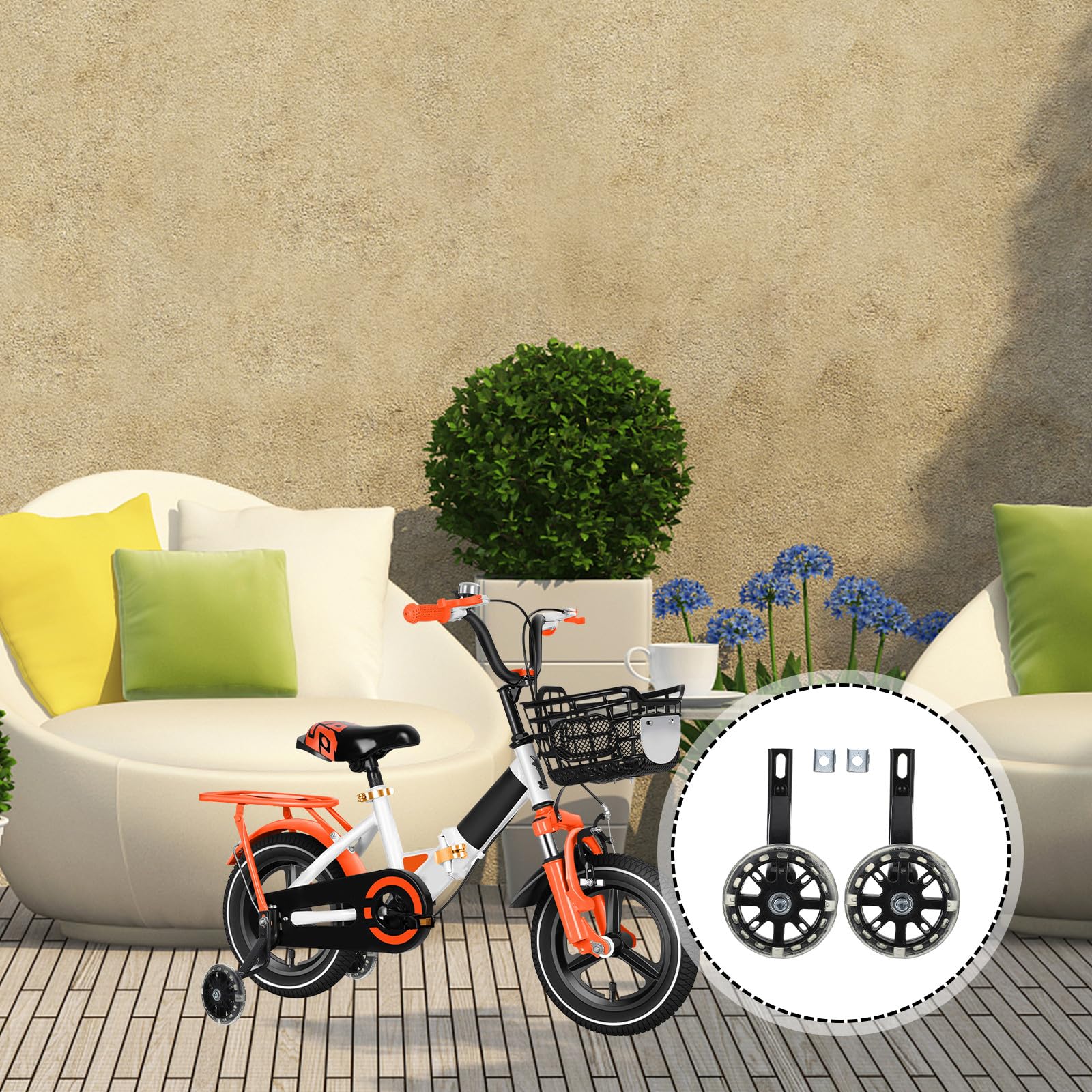 GLEAVI Rotelle da Allenamento per Bicicletta Bambini Nero in Acciaio al Carbonio e Pu Regolabili Silenziose per Supporto e Stabilità Bicicletta Bambino