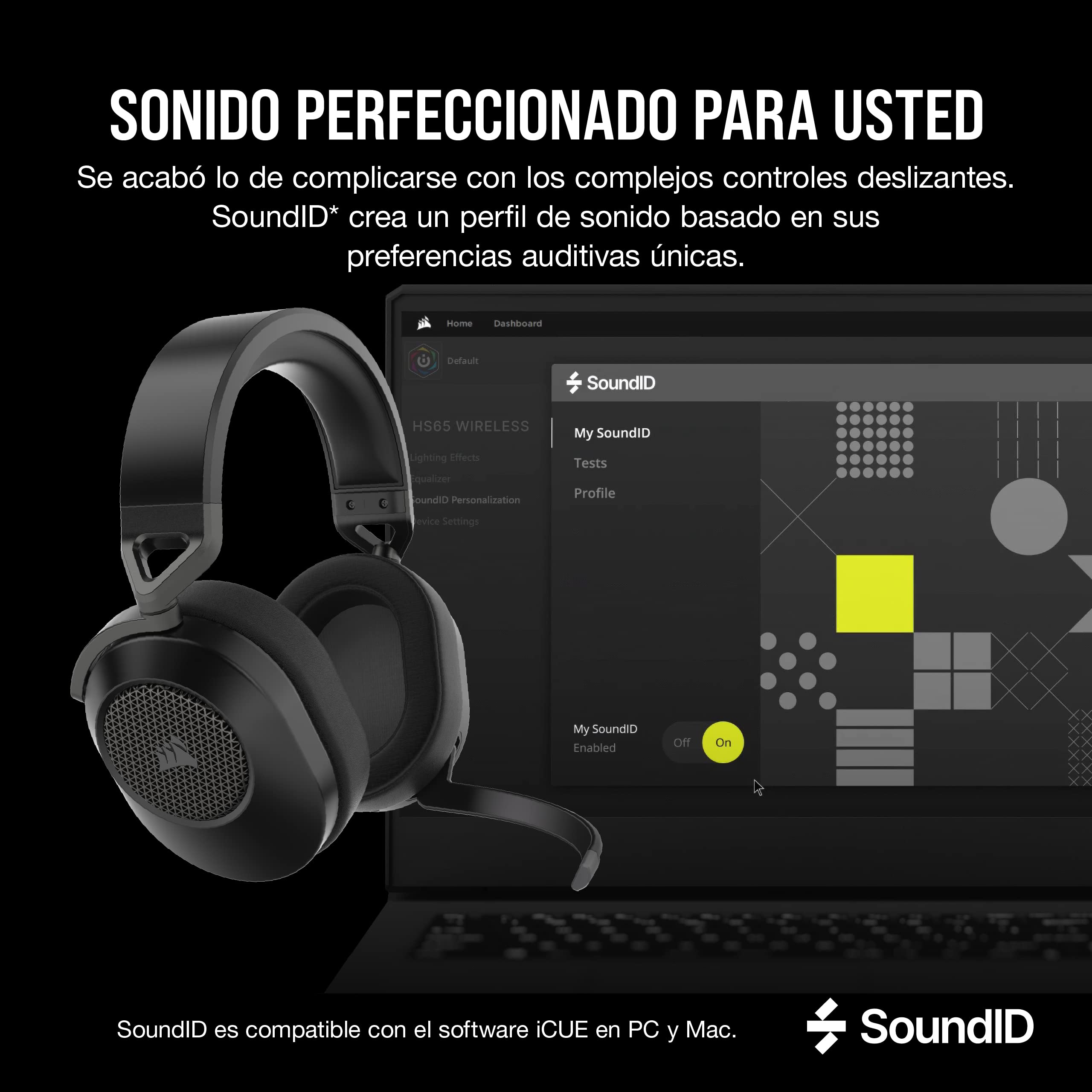 Corsair HS65 Wireless Auriculares para Juegos Multiplataforma con Bluetooth - Dolby 7.1 Sonido Envolvente - Micrófono Omnidireccional - iCUE - PC, Mac, PS5, PS4, Nintendo Switch, Móvil - Carbono