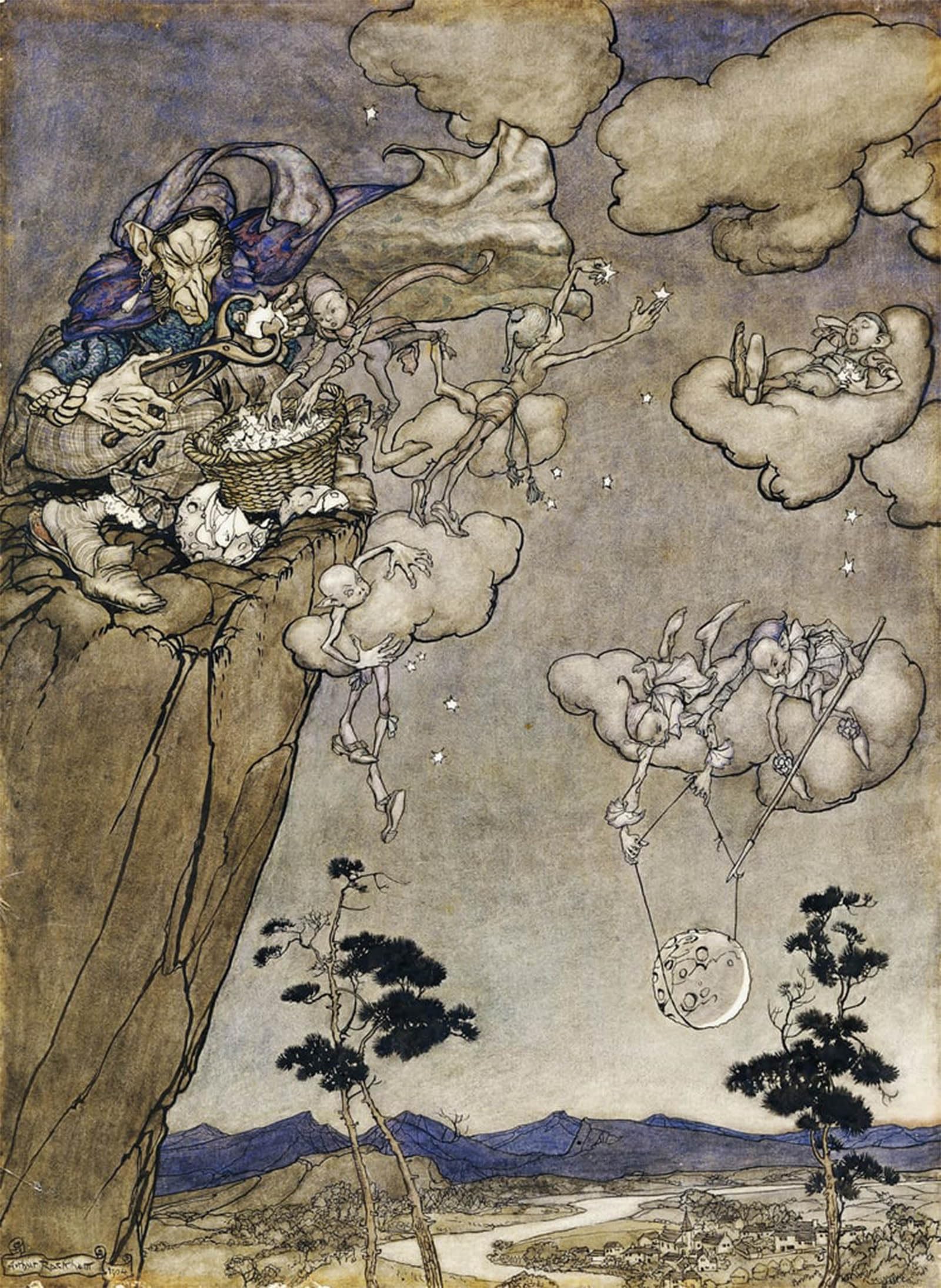 ARTXLXXBN Famous Painting Art Wall Decor Abstract Art Picture an to Rip Van Winkle by Arthur Rackham Animal Pictures for Home Decor 60x90cm