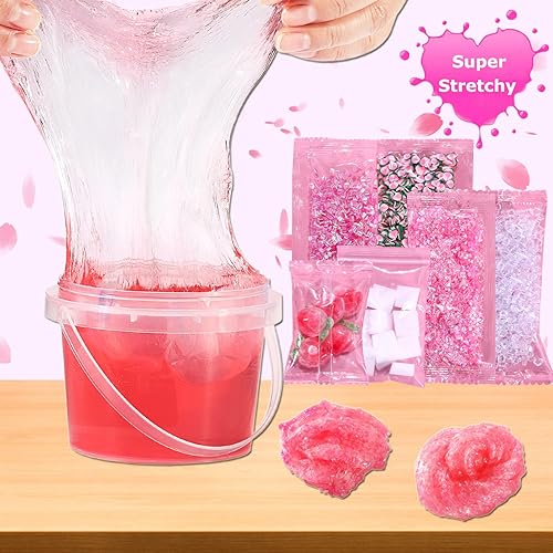 Miniatura 10 de Slime de cristal prefabricado con forma de cubo de gelatina azul arándano, incluye 6 juegos de complementos de slime, recuerdos de fiesta para