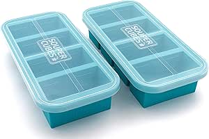 Souper Cubes 1-Cup Extra-Large Silicone Freezing Tray With Lid - Freeze Food Soup Broth Sauce In Perfect 1-Cup Portions, 2-Pack, Aqua Color