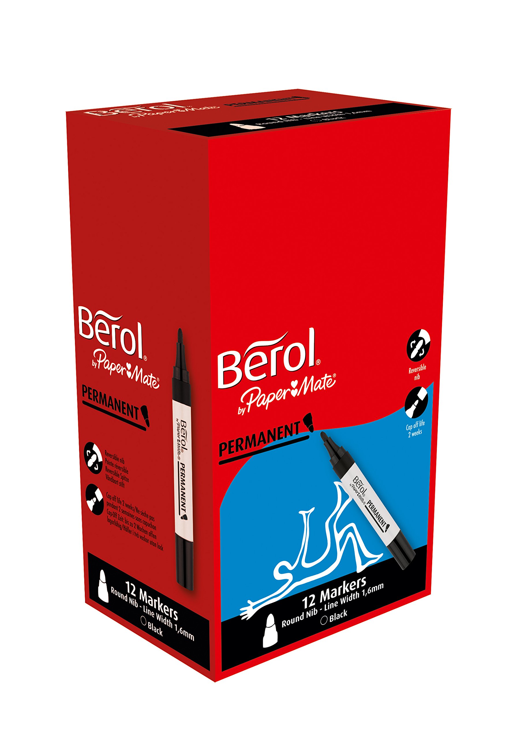 Berol Permanent Marker Bullet Nib 1.6mm - Black (Box of 12)