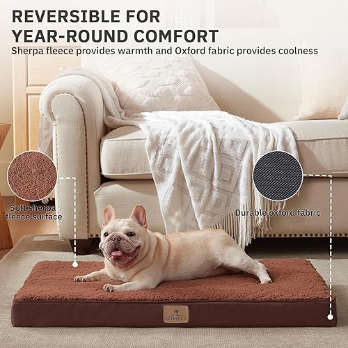 Miniatura 2 de Bedfolks Cama ortopédica para perros grandes, cama de espuma de huevo para perros con funda impermeable extraíble, alfombrilla de cama para mascotas