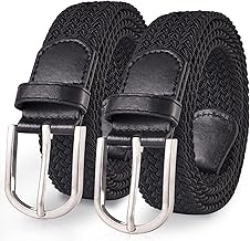 TANGCHAO Cinturones Hombre/Mujer Pack de 2, Elásticos Trenzados Sin Agujeros, Cinturon Elastico Hombre, Múltiples Colores Versátiles