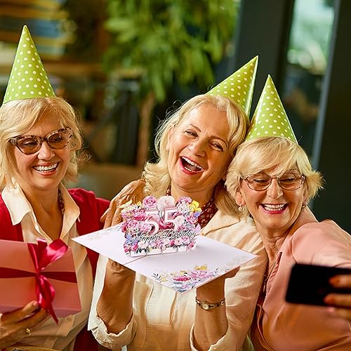 Miniatura 10 de Oyydecor Tarjeta emergente de feliz cumpleaños 65 para mujeres, esposa, regalo de cumpleaños 65 para mamá, tarjeta de cumpleaños de felicitación 3D