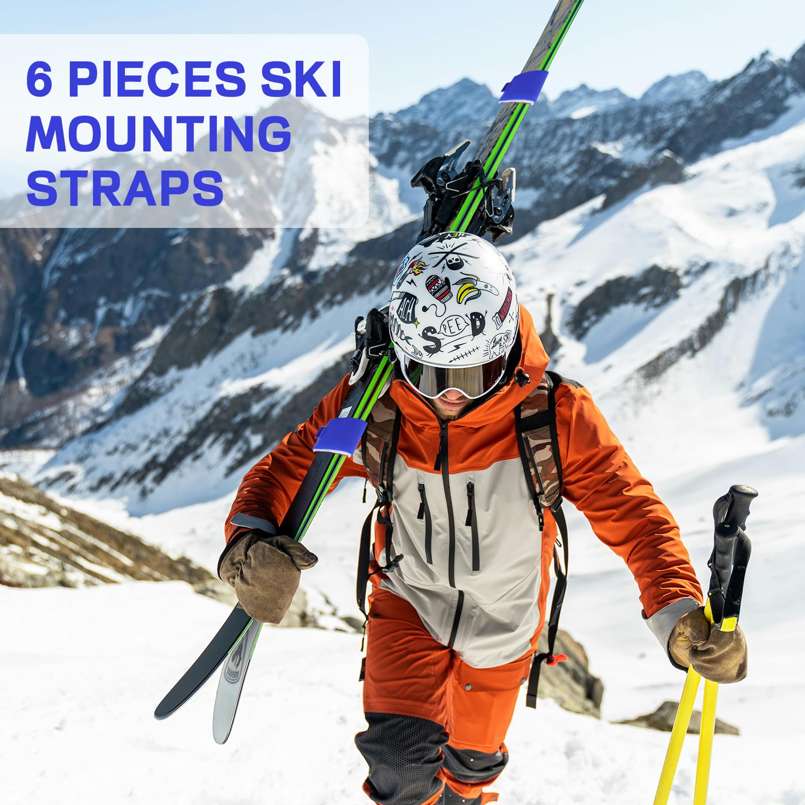 6 Pièces Sangle de Ski, Ski à Sangle de Transport Réglable, Bande de Fixation Nylon, Ajustable Skis Attaches pour Snowboard, L'alpinisme, en Plein Air