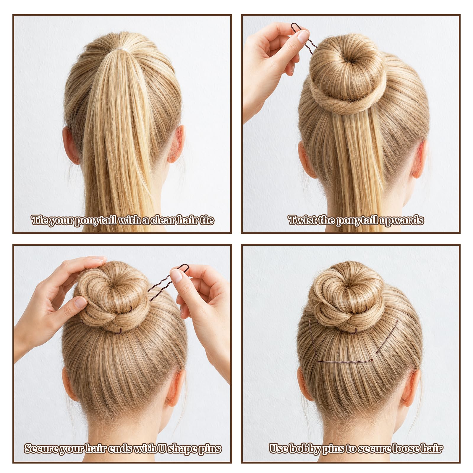 Zestaw 500 sztuk spinek do włosów, spinki do włosów w kształcie litery U i przezroczyste gumki do włosów, Bobby Pins (5-7 cm), metalowe akcesoria do włosów z pudełkiem do przechowywania dla kobiet i