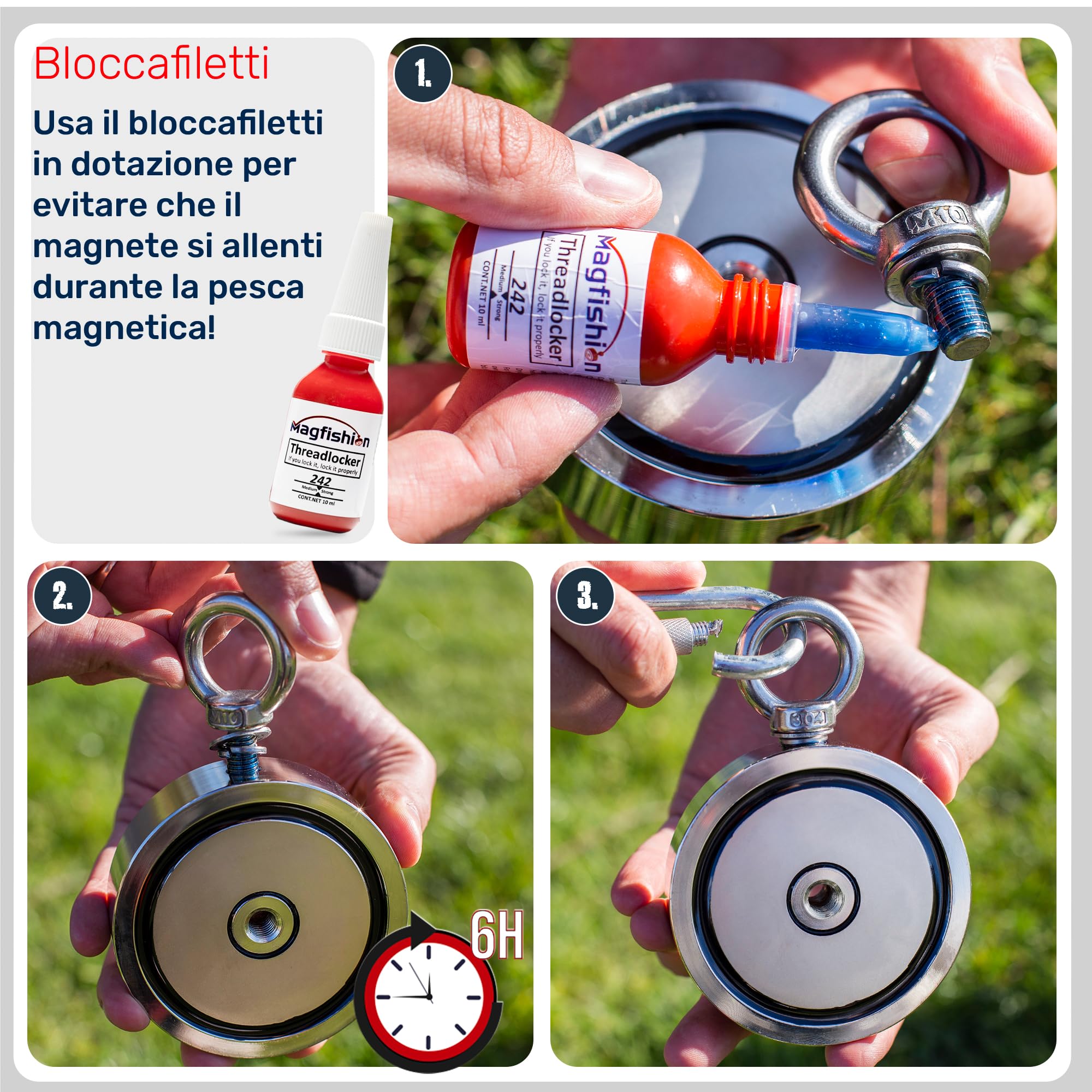 MAGFISHION Calamita Potente - Set di Magnete da Pesca - Forza di Trazione 1400KG (2x 700kg) - Ø135mm - Magneti al Neodimio - Calamite Potenti con Corda (20M) & Guanti - Magnet Fishing