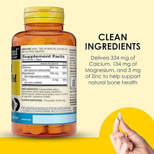 Miniatura 5 de Mason Natural Calcio, magnesio y zinc, suministro para 300 días, apoya la salud ósea normal y el refuerzo del sistema inmunológico, paquete de 3