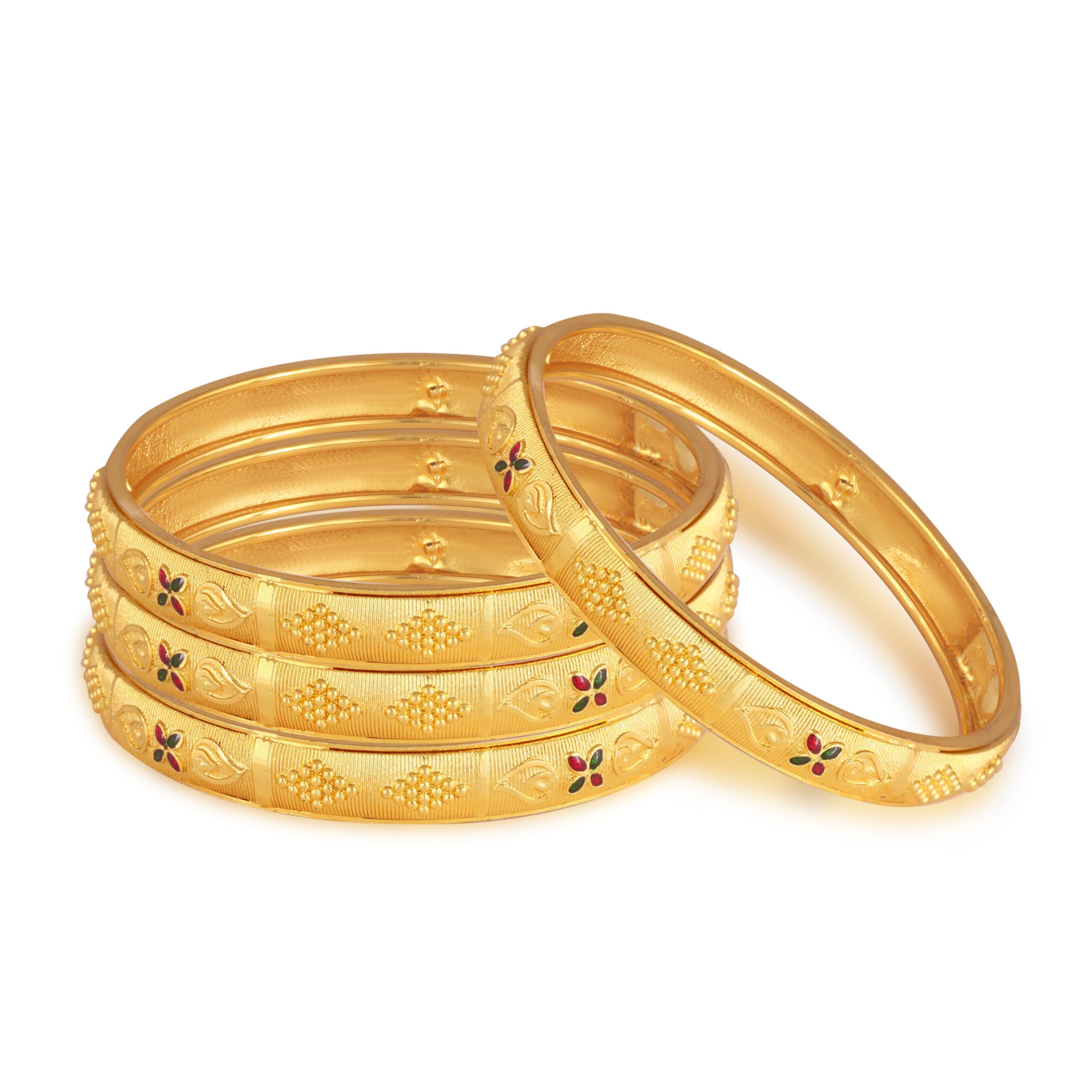 Vivastri 's Premium Gold Plated Meena Designed Alloy Bangles/Kada/Chudi Set -VIVA1035BG-2.6-image-9