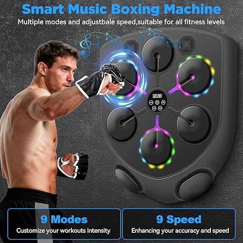 Miniatura 2 de Máquina de boxeo de música, máquina de boxeo inteligente para adultos con guantes de boxeo, 9 modos y 9 velocidades, máquina de perforación de