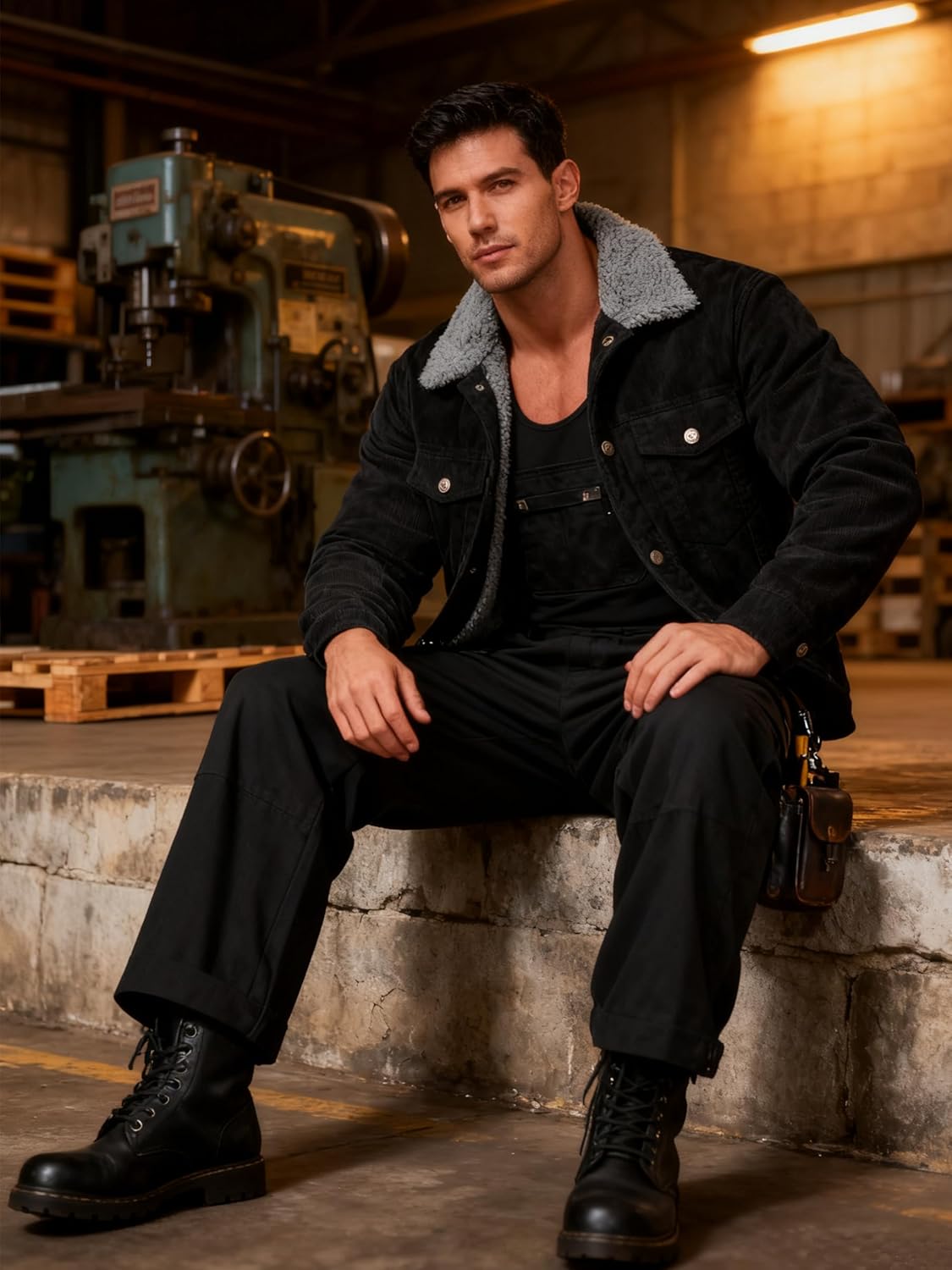 KEFITEVD Men's Corduroy Jacket Sherpa Lined Fleece Trucker Jackets Winter Coat Warm Thick Jacket for Casual Work Cargo - Image 3