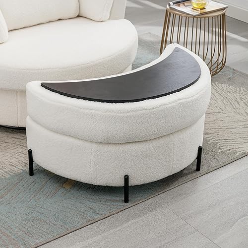 Miniatura 10 de HomSof Banco de almacenamiento tapizado de felpilla de 32.7 pulgadas de ancho, otomano grande con bandeja que sirve como mesa auxiliar, asiento