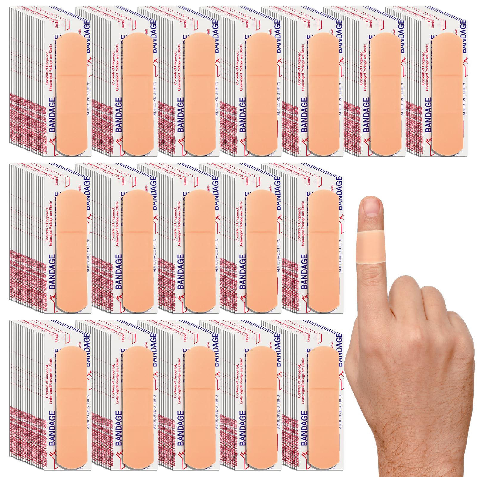 Lot de 1500 Pansements Adhésifs Individuels 7,5 x 1,8 cm