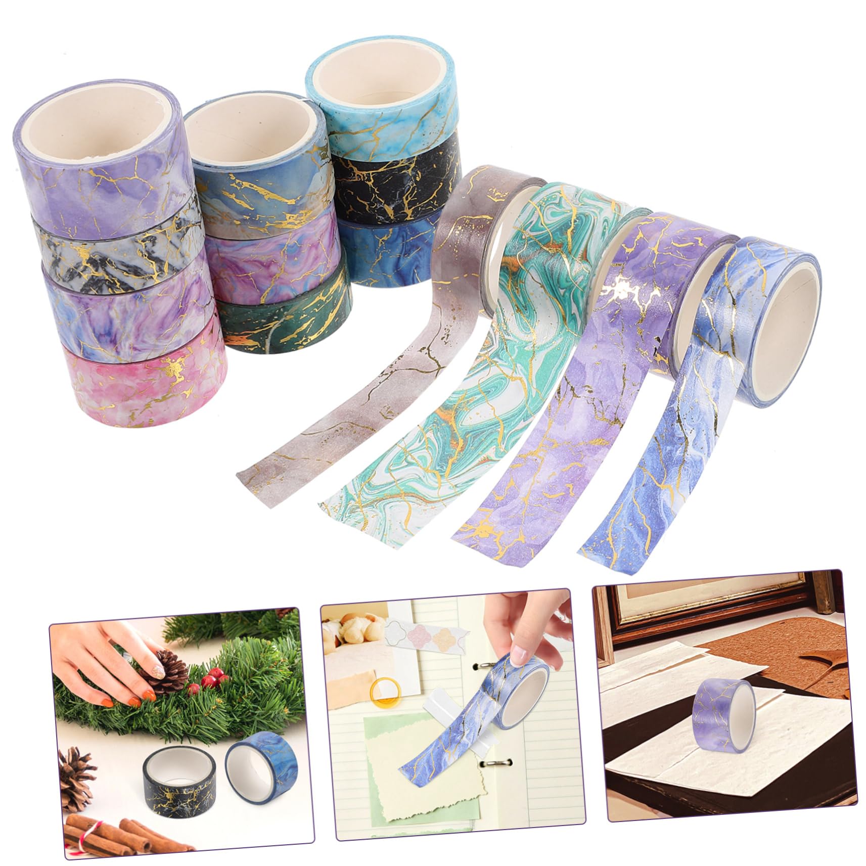 SHINEOFI 70rolki Roli Dekoracyjnej Taśmy Washi Wzór Marmuru Samoprzylepna Taśma Do Scrapbookingu i Dekoracji Każda Rola Idealna Do Prowadzenia Dzienników i Kreatywnych Projektów