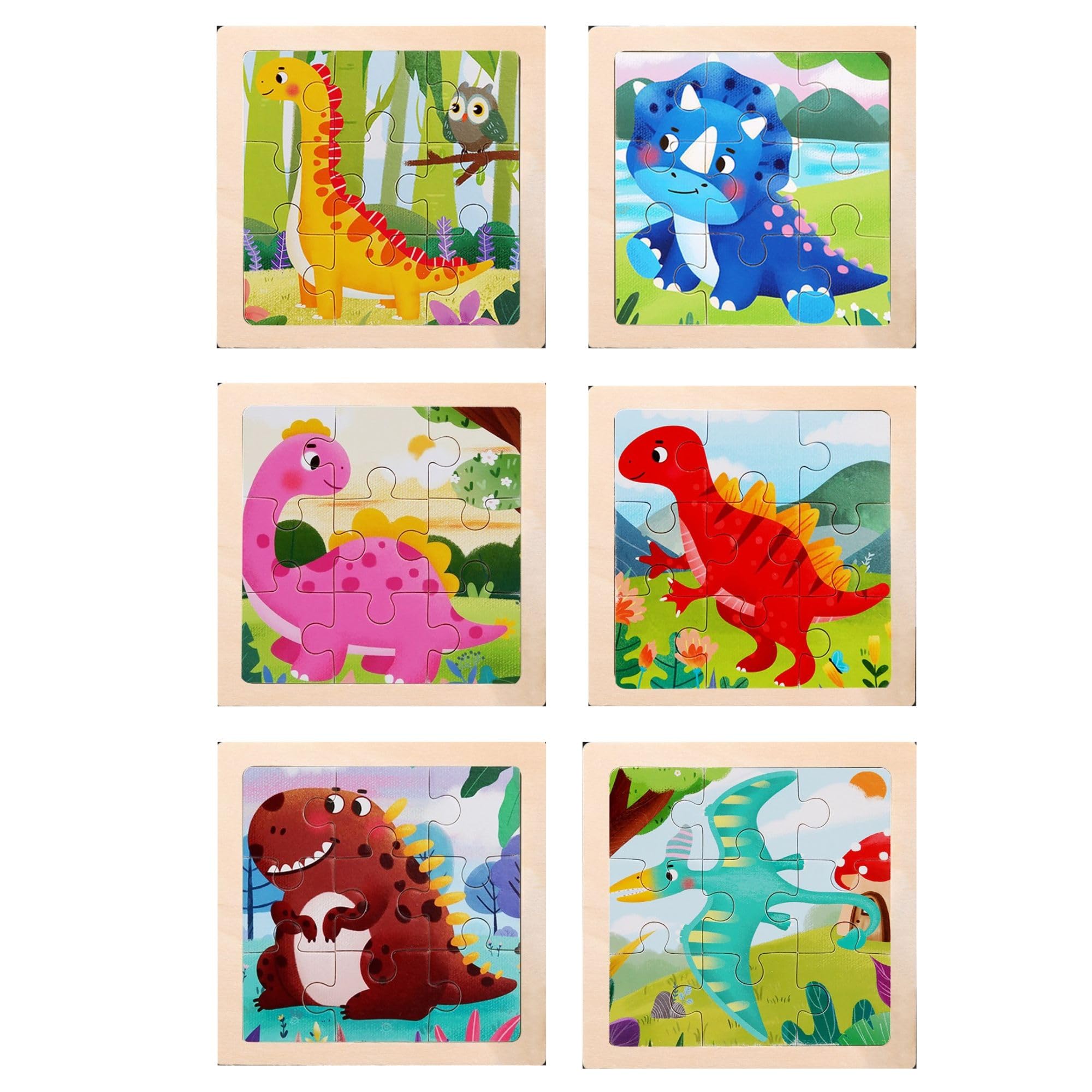 TINY TOYS CO 9 Pc Wooden Jigsaw Wildlife Animal Puzzle Early Age Learning Educational Preschool Toy For Toddlers & Kids (Pack Of 6) (Dinosaurs) (B0CGVMB1C8) Amazon Price History, Amazon Price Tracker