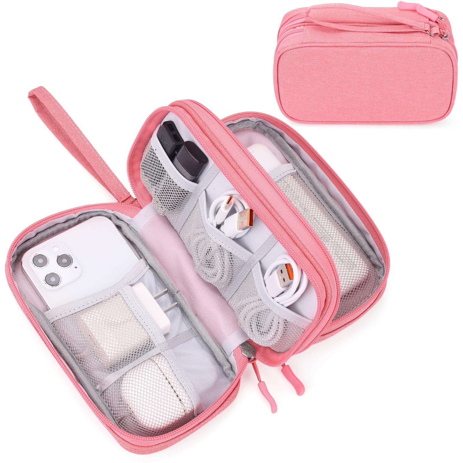 FYY Electronic Organizer, Travel Tech Pouch Bag, Cable Organizer Pink