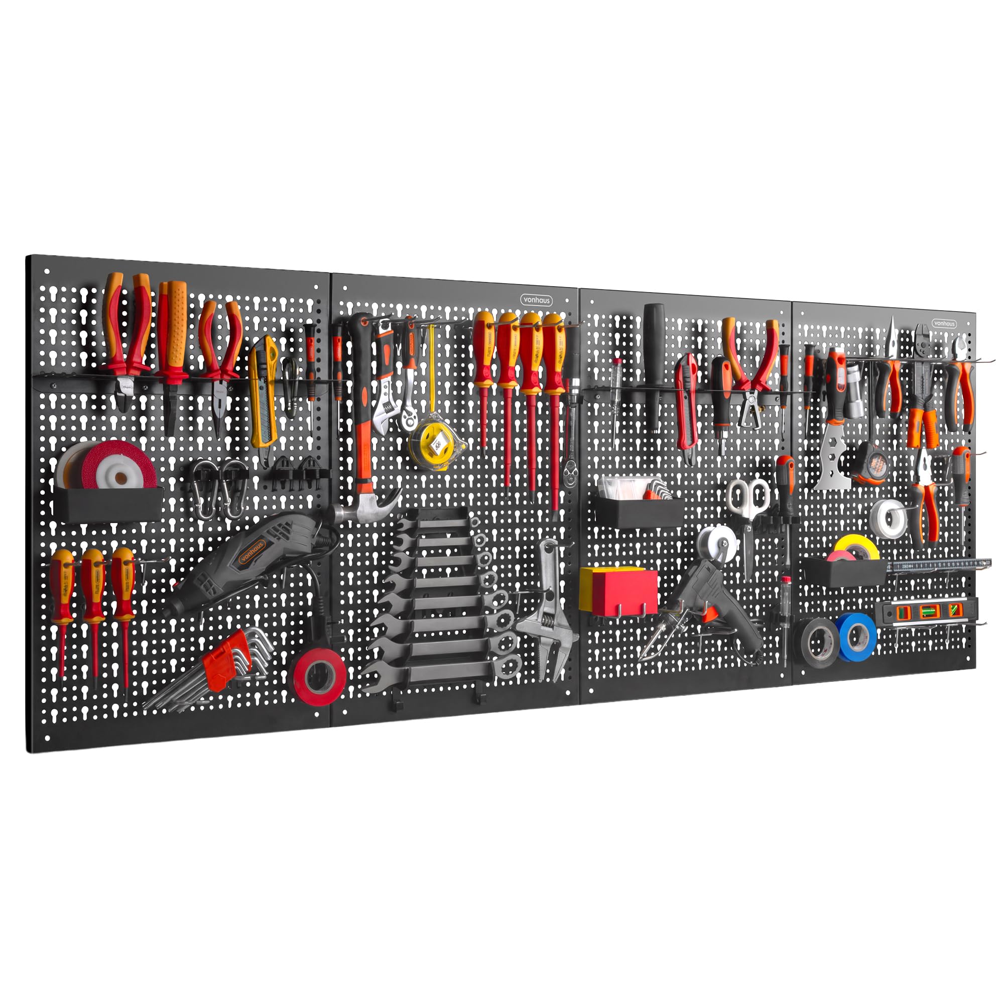 VonHaus Tool Pegboard 60pc - Garage and Workshop Wall Mounted Storage Rack
