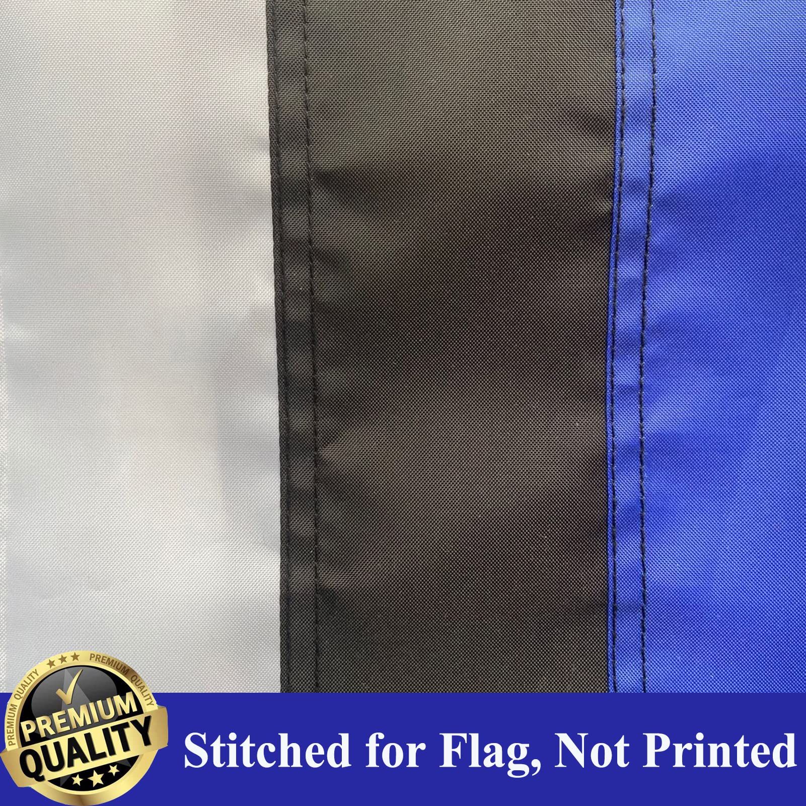 Blue Line Amerikanische Flagge 7,6 X 12,7 Cm – Bestickte Thin Blue Line Flagge, 100% Polyester, Wetterbeständig