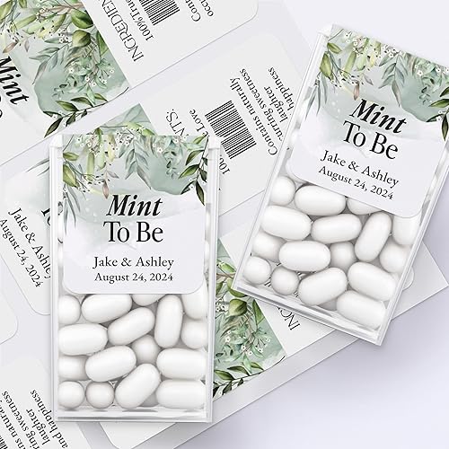 Miniatura 2 de 25 PCS Personalized Eucalyptus Mint to Be Wedding Favor Stickers for Tic Tac Box, Greenery Rustic Wedding Labels with Custom Names, Country Wedding
