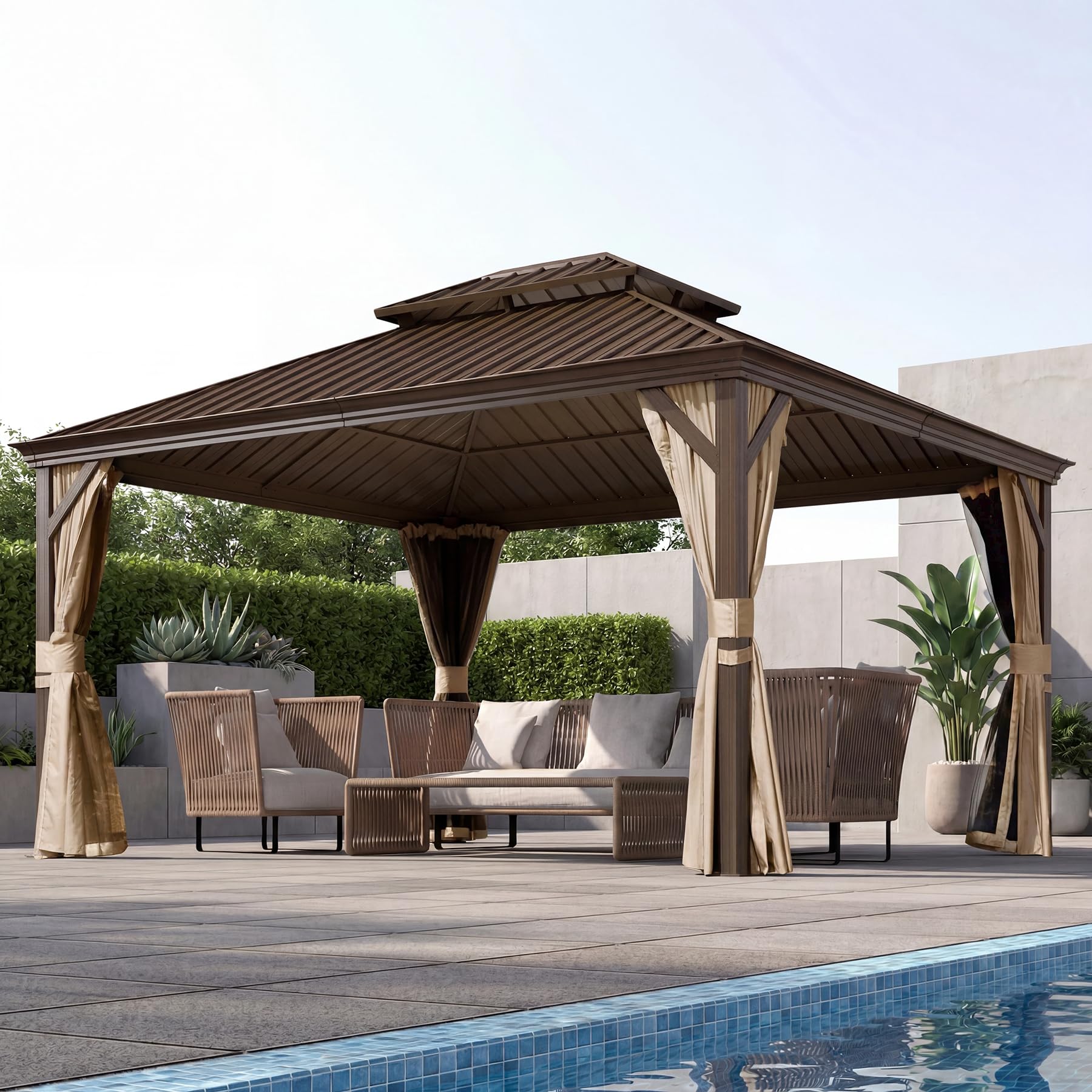 Domi 10X12 Gazebo with Double Roof Steel