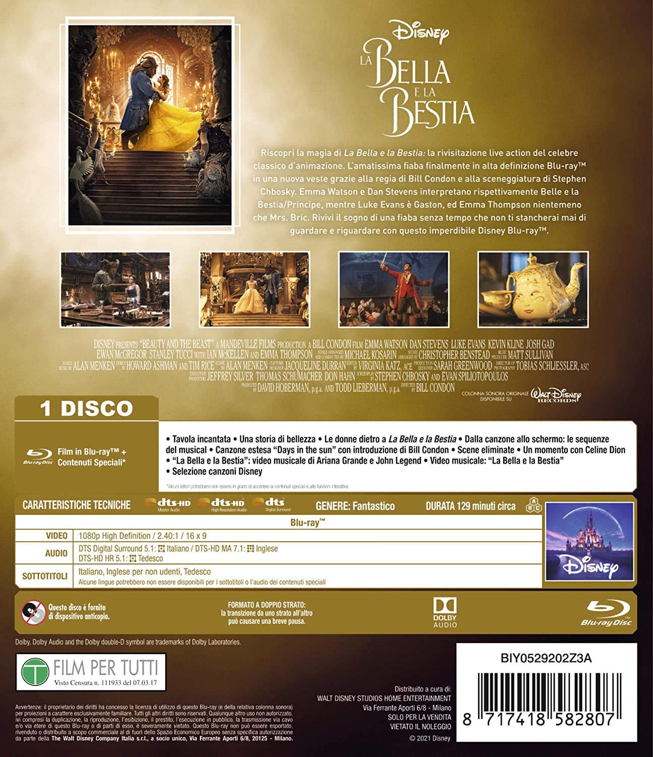 La Bella e La Bestia - Live Action edizione 2021 ( Blu Ray)