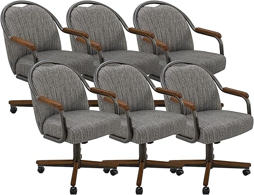 Miniatura 37 de Chromcraft Juego de 4 sillas de comedor de cocina, giratorias, sillas de comedor, sillas tapizadas de espuma viscoelástica con ruedas giratorias