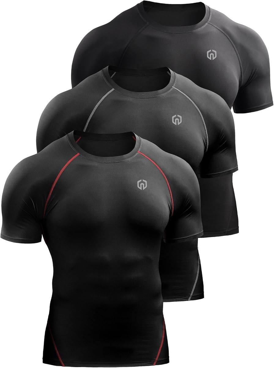 Men's 3 or 4 Pack Workout Athletic Compression Shirts