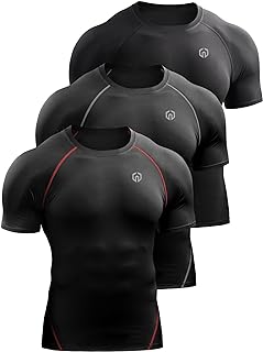 NELEUS Men's 3 Pack Athletic Compression Base Layer Workout Shirt