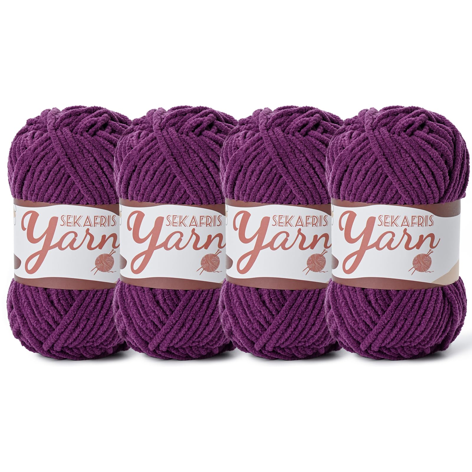 Chenille Yarn for Crocheting Crochet Violet Yarn 4 Pack
