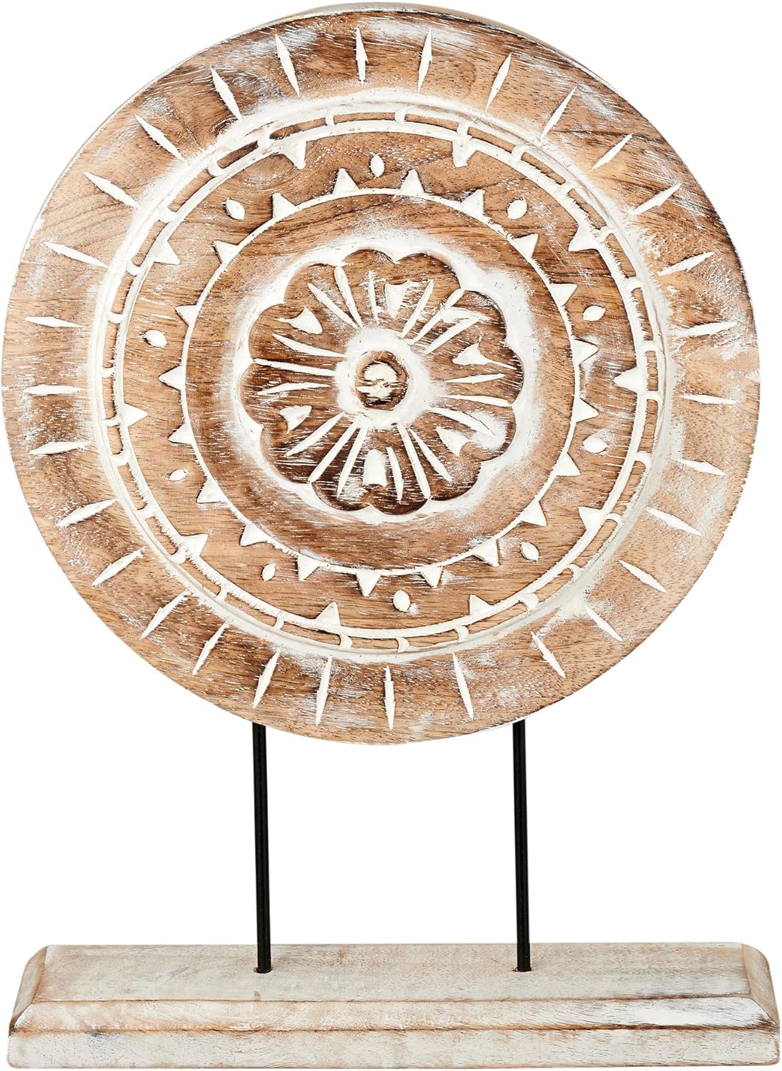 Farmhouse Table Sculpture Home Decor Statue Mandala Carved for Modern Home 10" x 14", Living Room, Fireplace Mantel Shelf, Table and Entryway Decor Stand (Design 2)