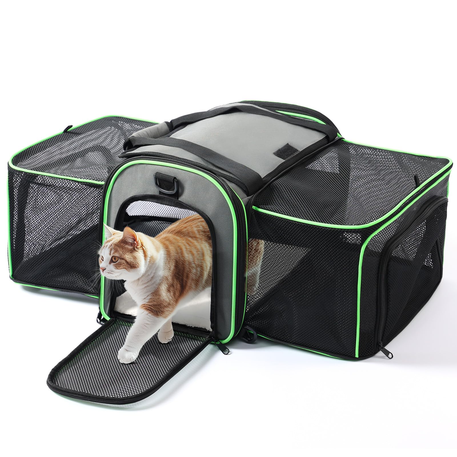 Gardner Pet Sac Transport pour Chat Chien Extensible, Grand Caisse de Transport Chat Respirant et Pliable, Cage Transport Chat pour Voyage en Avion/Train/Voiture - L/Gris